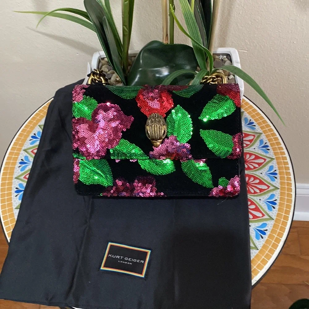 kurt Geiger London Shoreditch Floral Sequin Small Crossbody Bag - Picture 12 of 17